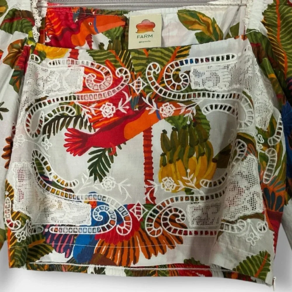 NWOT FARM Rio for Anthropologie Forest Birds Embroidered Top Blouse S $188